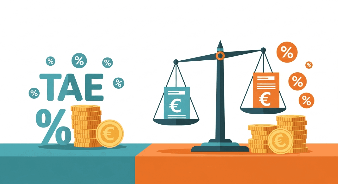 Comparación de TAE en diferentes préstamos - ilustración analítica